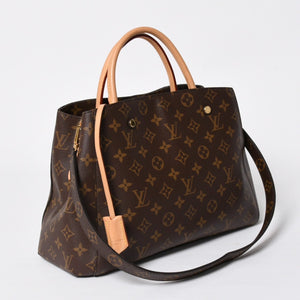 極美品 LOUIS VUITTON ルイヴィトン モンテーニュPM 2WAYバッグ ハンドバッグ ショルダーバッグ M5932J ブラウン ゴールド金具 中古 4a009806