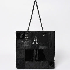 極美品 CHANEL シャネル パッチワーク チェーントートバッグ 25番台 ココマーク キャンバス デニム ツイード パテント レザー 中古 4a009721