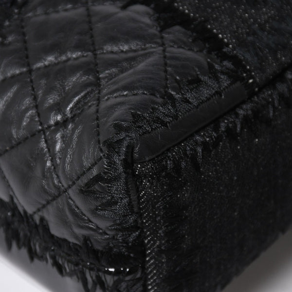 極美品 CHANEL シャネル パッチワーク チェーントートバッグ 25番台 ココマーク キャンバス デニム ツイード パテント レザー 中古 4a009721