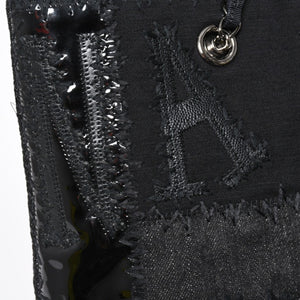 極美品 CHANEL シャネル パッチワーク チェーントートバッグ 25番台 ココマーク キャンバス デニム ツイード パテント レザー 中古 4a009721