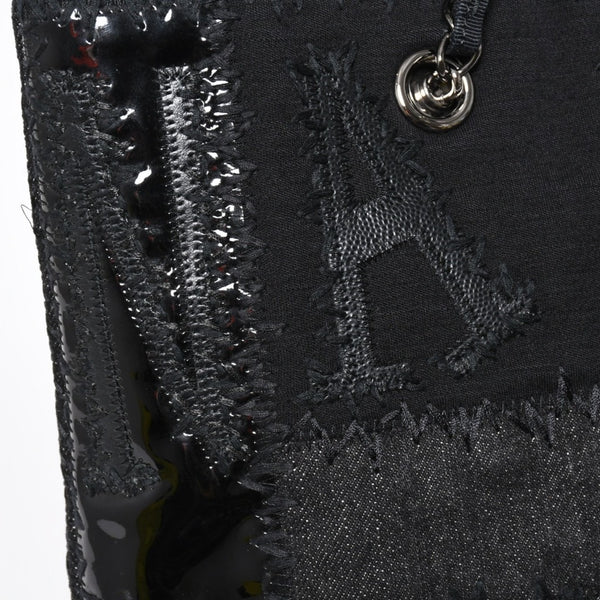 極美品 CHANEL シャネル パッチワーク チェーントートバッグ 25番台 ココマーク キャンバス デニム ツイード パテント レザー 中古 4a009721