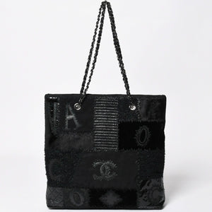 極美品 CHANEL シャネル パッチワーク チェーントートバッグ 25番台 ココマーク キャンバス デニム ツイード パテント レザー 中古 4a009721
