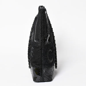 極美品 CHANEL シャネル パッチワーク チェーントートバッグ 25番台 ココマーク キャンバス デニム ツイード パテント レザー 中古 4a009721