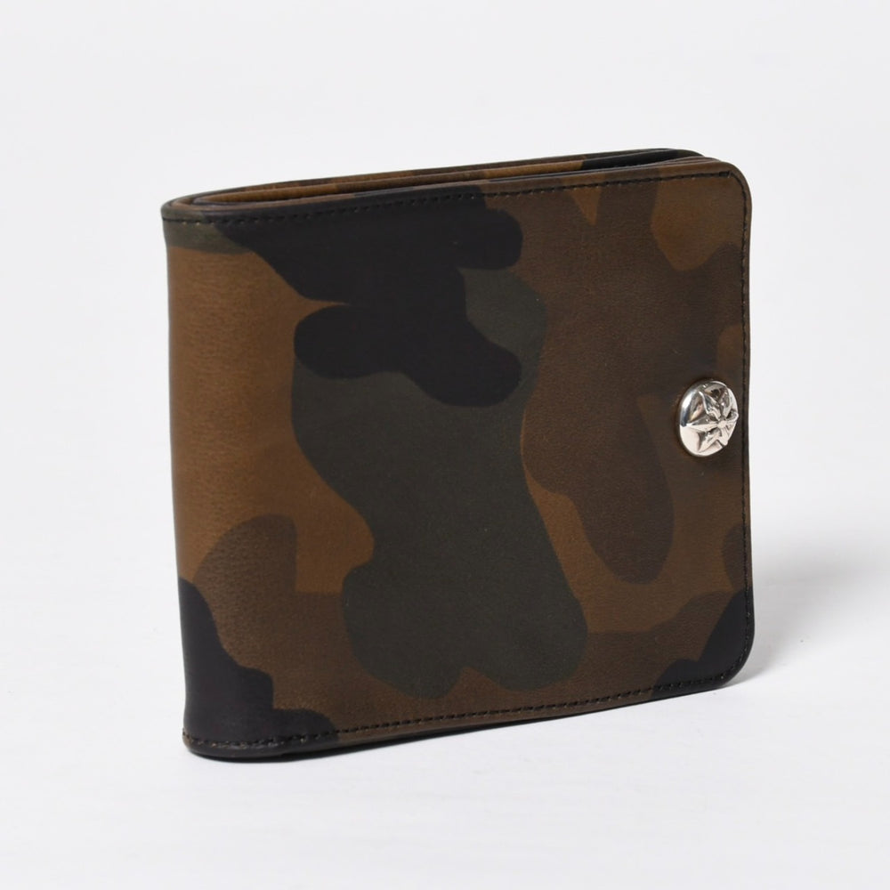 新品同様 CHROME HEARTS クロムハーツ 1 SNAP WALLET CAMO 1スナップ ウォレット カモ 二つ折り財布 スターボタン シルバー925 中古 4a009394
