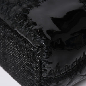 極美品 CHANEL シャネル パッチワーク チェーントートバッグ 25番台 ココマーク キャンバス デニム ツイード パテント レザー 中古 4a009721