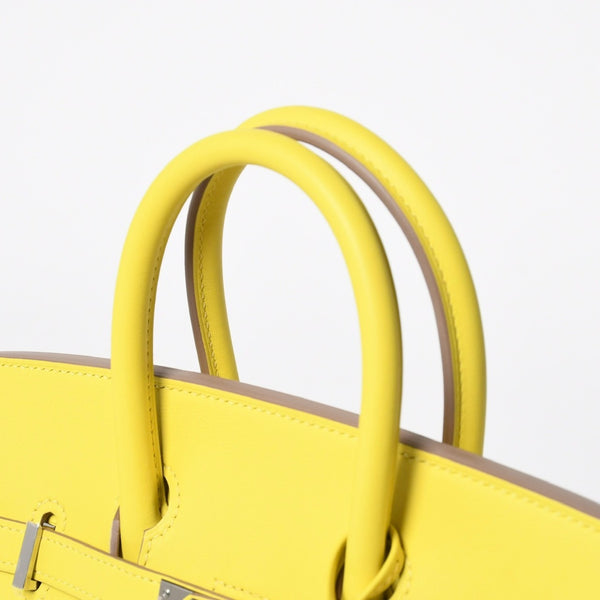 Like new item HERMES Handbag U stamp Birkin 25 Vaux Swift Lime Yellow Silver hardware Used 4a009739