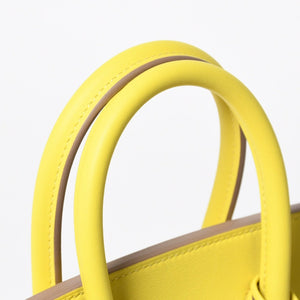 Like new item HERMES Handbag U stamp Birkin 25 Vaux Swift Lime Yellow Silver hardware Used 4a009739