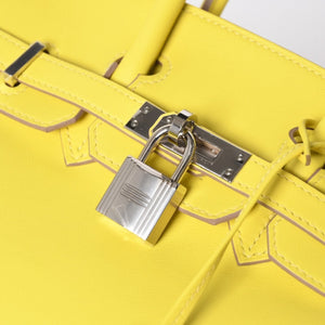 Like new item HERMES Handbag U stamp Birkin 25 Vaux Swift Lime Yellow Silver hardware Used 4a009739