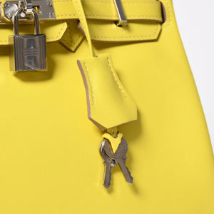 Like new item HERMES Handbag U stamp Birkin 25 Vaux Swift Lime Yellow Silver hardware Used 4a009739
