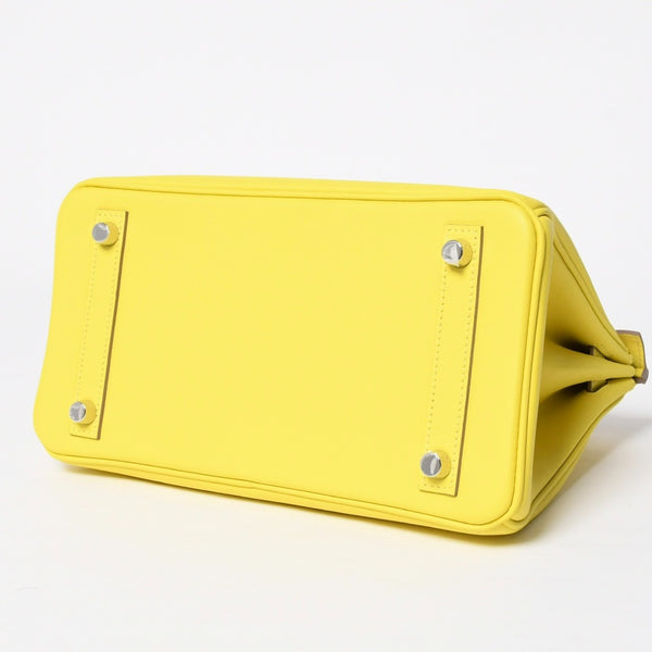 Like new item HERMES Handbag U stamp Birkin 25 Vaux Swift Lime Yellow Silver hardware Used 4a009739