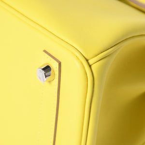 Like new item HERMES Handbag U stamp Birkin 25 Vaux Swift Lime Yellow Silver hardware Used 4a009739
