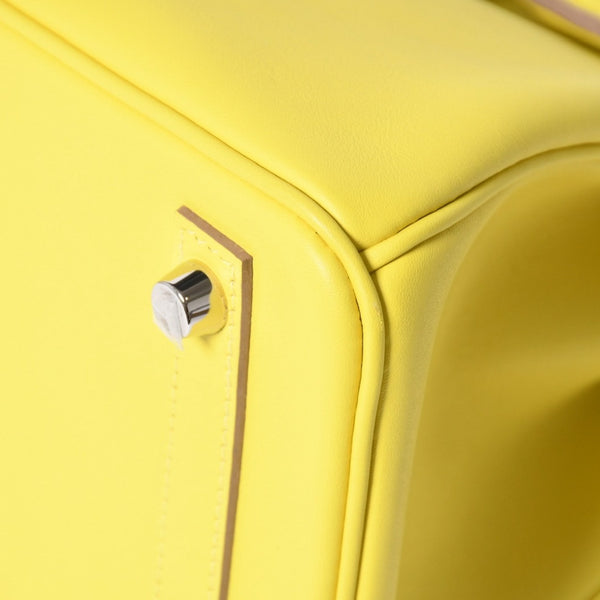 Like new item HERMES Handbag U stamp Birkin 25 Vaux Swift Lime Yellow Silver hardware Used 4a009739