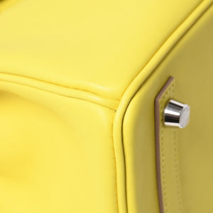 Like new item HERMES Handbag U stamp Birkin 25 Vaux Swift Lime Yellow Silver hardware Used 4a009739