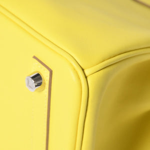 Like new item HERMES Handbag U stamp Birkin 25 Vaux Swift Lime Yellow Silver hardware Used 4a009739