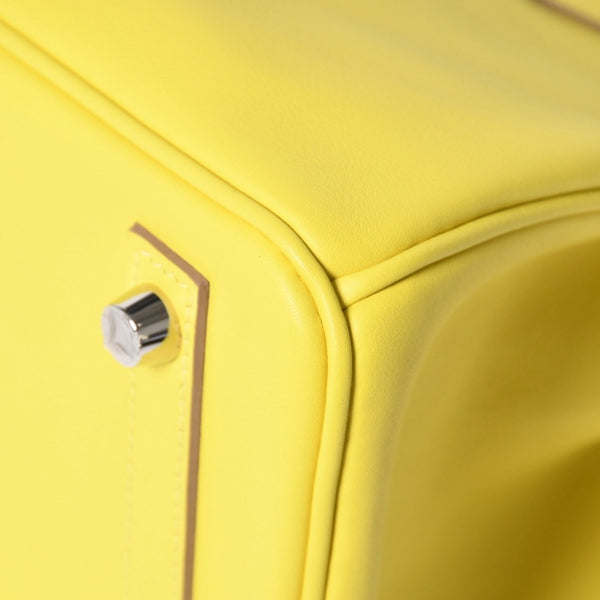 Like new item HERMES Handbag U stamp Birkin 25 Vaux Swift Lime Yellow Silver hardware Used 4a009739