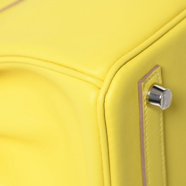 Like new item HERMES Handbag U stamp Birkin 25 Vaux Swift Lime Yellow Silver hardware Used 4a009739