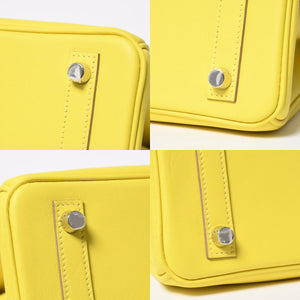 Like new item HERMES Handbag U stamp Birkin 25 Vaux Swift Lime Yellow Silver hardware Used 4a009739