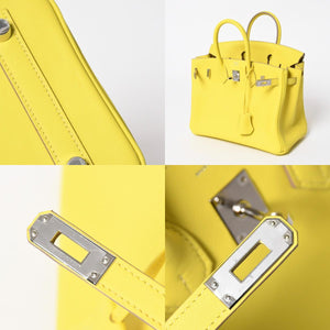 Like new item HERMES Handbag U stamp Birkin 25 Vaux Swift Lime Yellow Silver hardware Used 4a009739