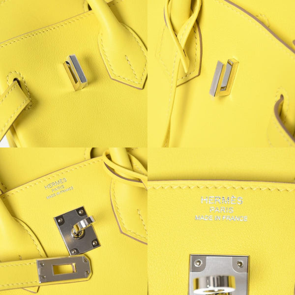 Like new item HERMES Handbag U stamp Birkin 25 Vaux Swift Lime Yellow Silver hardware Used 4a009739