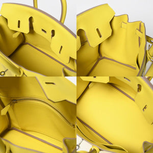Like new item HERMES Handbag U stamp Birkin 25 Vaux Swift Lime Yellow Silver hardware Used 4a009739