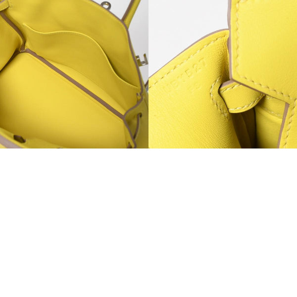 Like new item HERMES Handbag U stamp Birkin 25 Vaux Swift Lime Yellow Silver hardware Used 4a009739