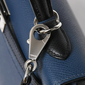 新品同様 HERMES エルメス ケリー トリコロール25 外縫い 2WAYハンドバッグ ヴォーエプソン ブルードリュプス/ブルーインディゴ/ブラック B刻印 中古 4a009738