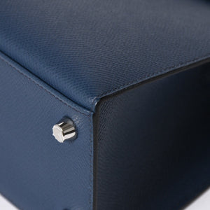 新品同様 HERMES エルメス ケリー トリコロール25 外縫い 2WAYハンドバッグ ヴォーエプソン ブルードリュプス/ブルーインディゴ/ブラック B刻印 中古 4a009738