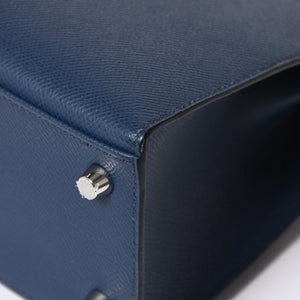 新品同様 HERMES エルメス ケリー トリコロール25 外縫い 2WAYハンドバッグ ヴォーエプソン ブルードリュプス/ブルーインディゴ/ブラック B刻印 中古 4a009738