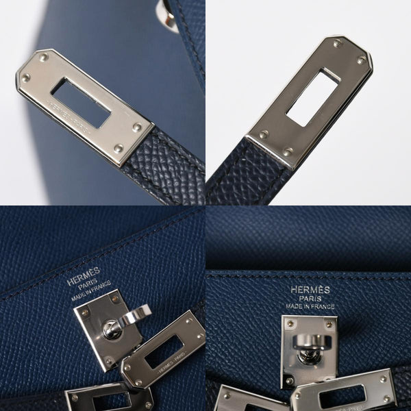 新品同様 HERMES エルメス ケリー トリコロール25 外縫い 2WAYハンドバッグ ヴォーエプソン ブルードリュプス/ブルーインディゴ/ブラック B刻印 中古 4a009738