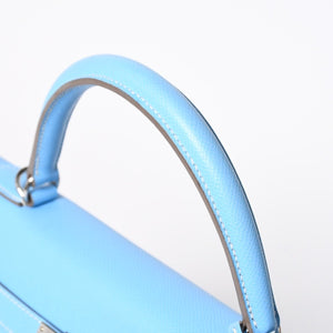 Very good condition HERMES Candy Kelly 35 handbag □O carved inside stitching Epson Celeste Mykonos silver hardware used 4a009796
