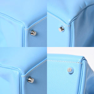 Very good condition HERMES Candy Kelly 35 handbag □O carved inside stitching Epson Celeste Mykonos silver hardware used 4a009796