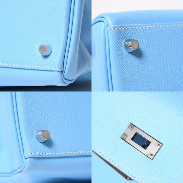 Very good condition HERMES Candy Kelly 35 handbag □O carved inside stitching Epson Celeste Mykonos silver hardware used 4a009796