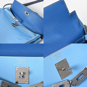 Very good condition HERMES Candy Kelly 35 handbag □O carved inside stitching Epson Celeste Mykonos silver hardware used 4a009796