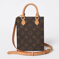 Like new LOUIS VUITTON Petite Sac Pla 2WAY bag M69442 Monogram Brown Gold hardware Used 4a009741