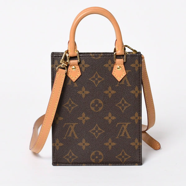 Like new LOUIS VUITTON Petite Sac Pla 2WAY bag M69442 Monogram Brown Gold hardware Used 4a009741