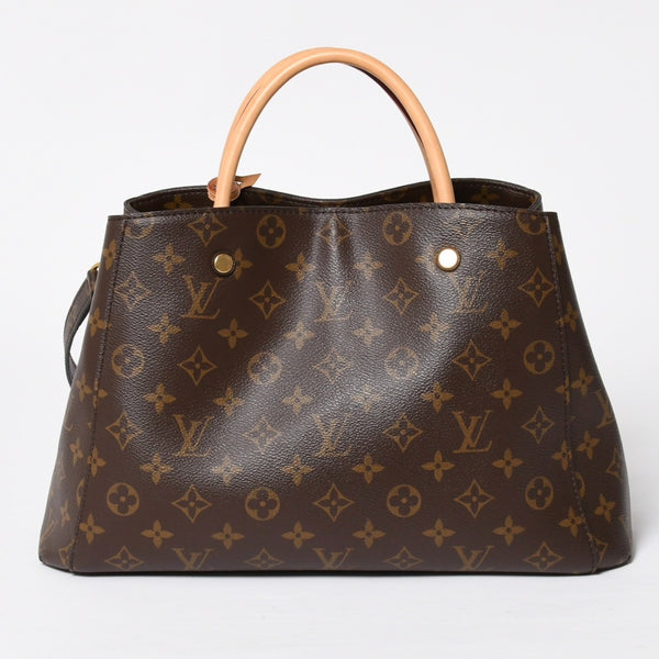 極美品 LOUIS VUITTON ルイヴィトン モンテーニュMM 2WAYバッグ ハンドバッグ ショルダーバッグ M41056 ブラウン ゴールド金具 中古 4a009745
