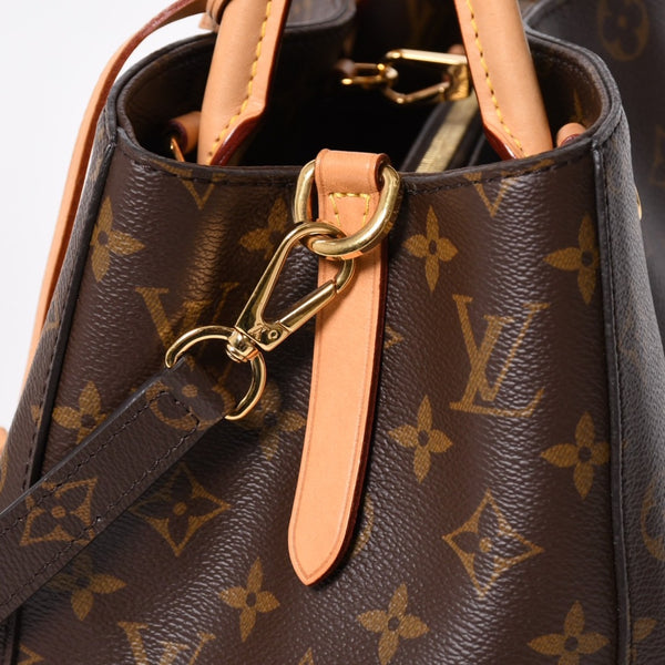 極美品 LOUIS VUITTON ルイヴィトン モンテーニュMM 2WAYバッグ ハンドバッグ ショルダーバッグ M41056 ブラウン ゴールド金具 中古 4a009745