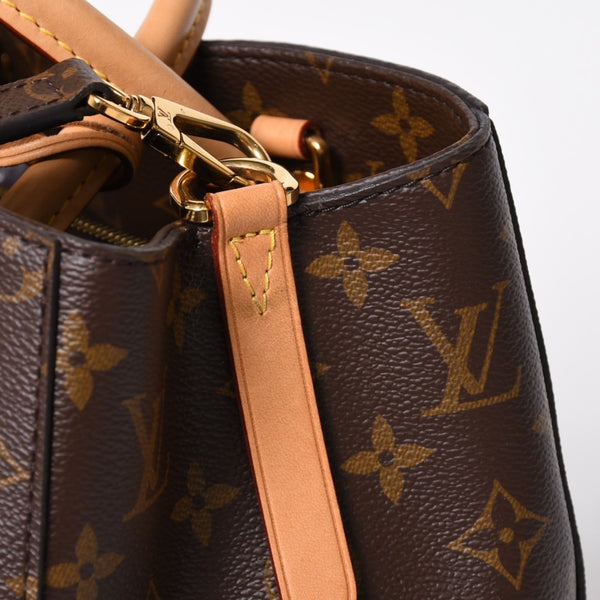 極美品 LOUIS VUITTON ルイヴィトン モンテーニュMM 2WAYバッグ ハンドバッグ ショルダーバッグ M41056 ブラウン ゴールド金具 中古 4a009745