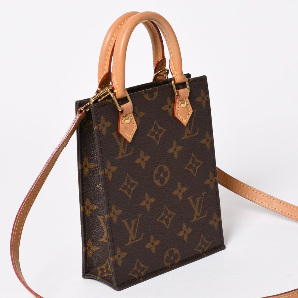 Like new LOUIS VUITTON Petite Sac Pla 2WAY bag M69442 Monogram Brown Gold hardware Used 4a009741