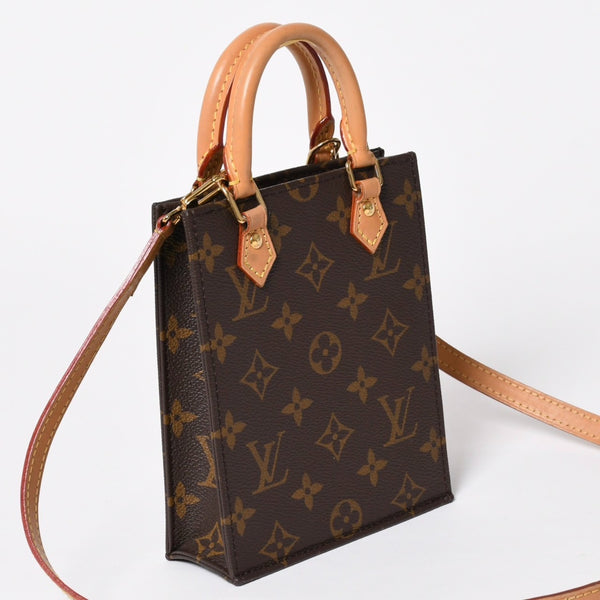 Like new LOUIS VUITTON Petite Sac Pla 2WAY bag M69442 Monogram Brown Gold hardware Used 4a009741