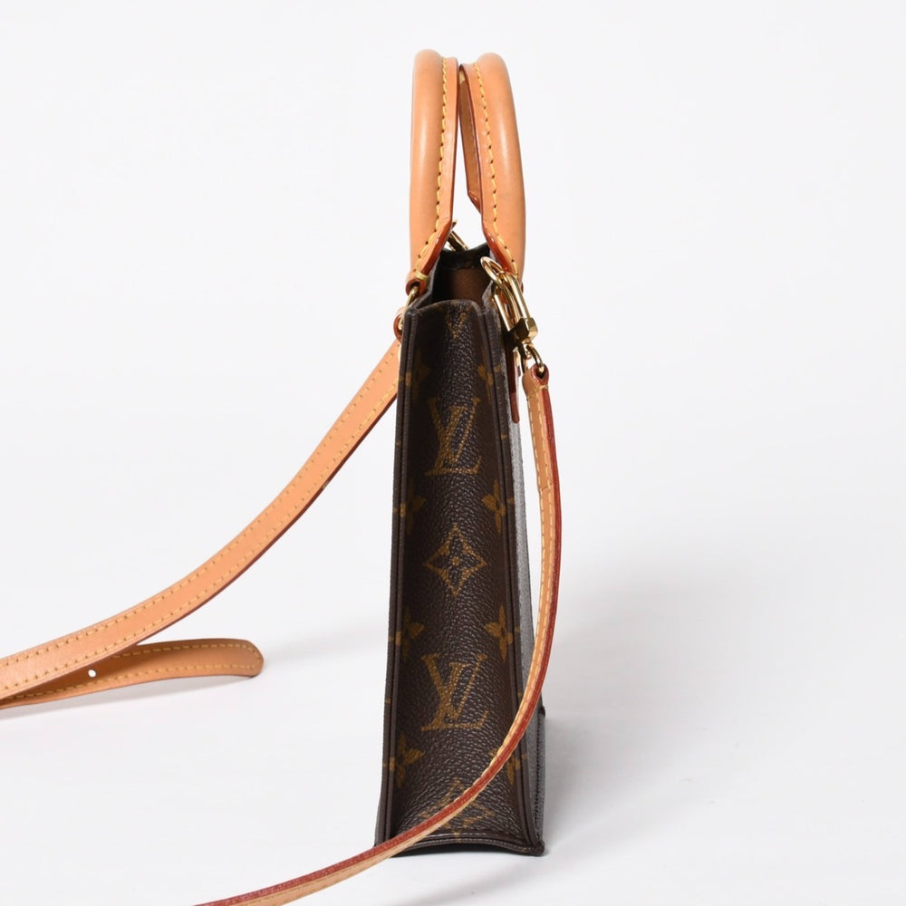 Like new LOUIS VUITTON Petite Sac Pla 2WAY bag M69442 Monogram Brown Gold hardware Used 4a009741