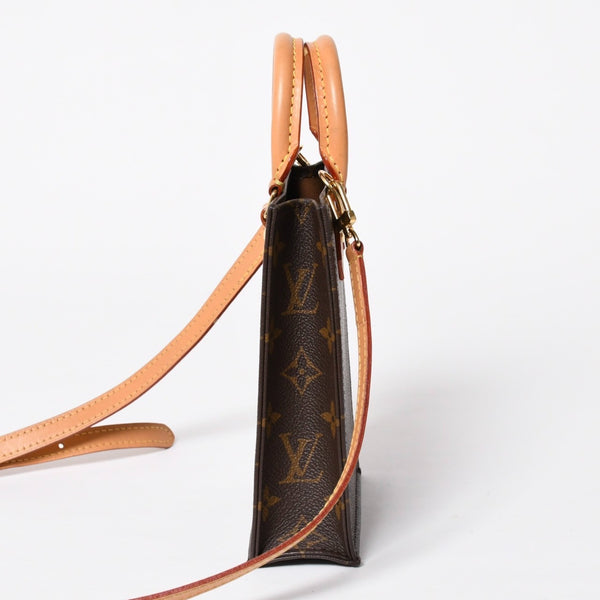 Like new LOUIS VUITTON Petite Sac Pla 2WAY bag M69442 Monogram Brown Gold hardware Used 4a009741