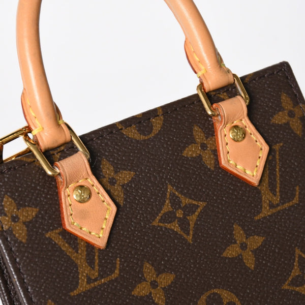 Like new LOUIS VUITTON Petite Sac Pla 2WAY bag M69442 Monogram Brown Gold hardware Used 4a009741