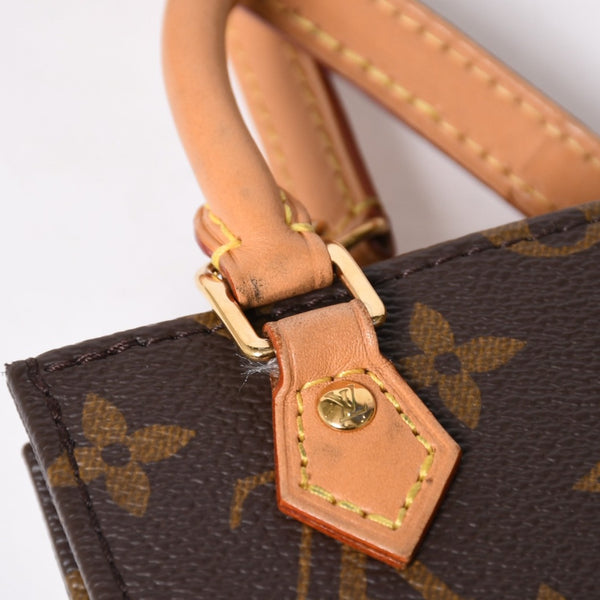 Like new LOUIS VUITTON Petite Sac Pla 2WAY bag M69442 Monogram Brown Gold hardware Used 4a009741