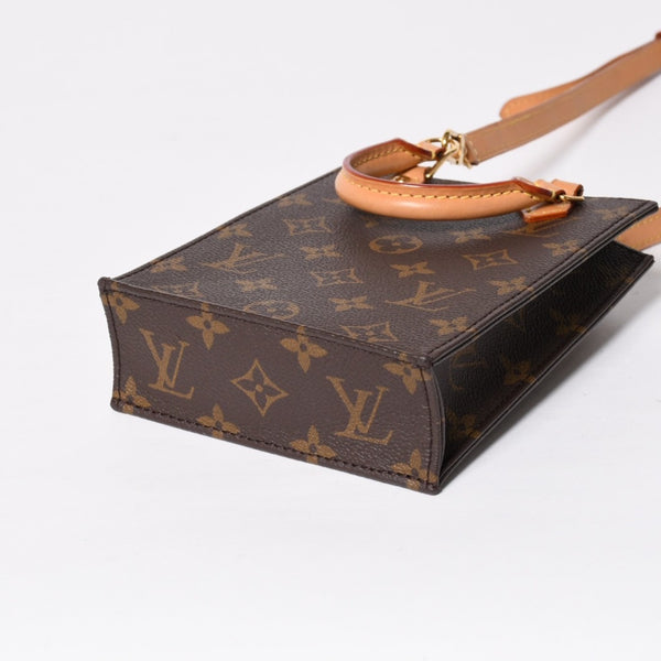 Like new LOUIS VUITTON Petite Sac Pla 2WAY bag M69442 Monogram Brown Gold hardware Used 4a009741