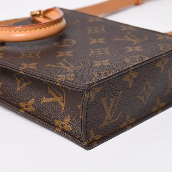 Like new LOUIS VUITTON Petite Sac Pla 2WAY bag M69442 Monogram Brown Gold hardware Used 4a009741