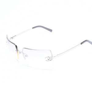 極美品 CHANEL シャネル リムレス ココマーク サングラス アイウェア シルバーフレーム ライトグレー 4092-B サイズ62◻︎15 120 中古 4a010064