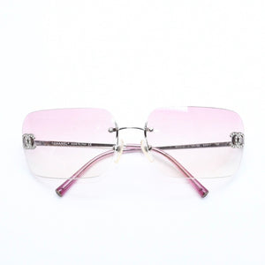 CHANEL シャネル リムレス サングラス ココマーク ラインストーン 4017-D サイズ62◻︎17 120 パープル シルバー金具 美品 中古 4a010060