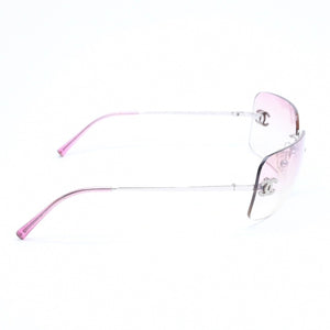 CHANEL シャネル リムレス サングラス ココマーク ラインストーン 4017-D サイズ62◻︎17 120 パープル シルバー金具 美品 中古 4a010060