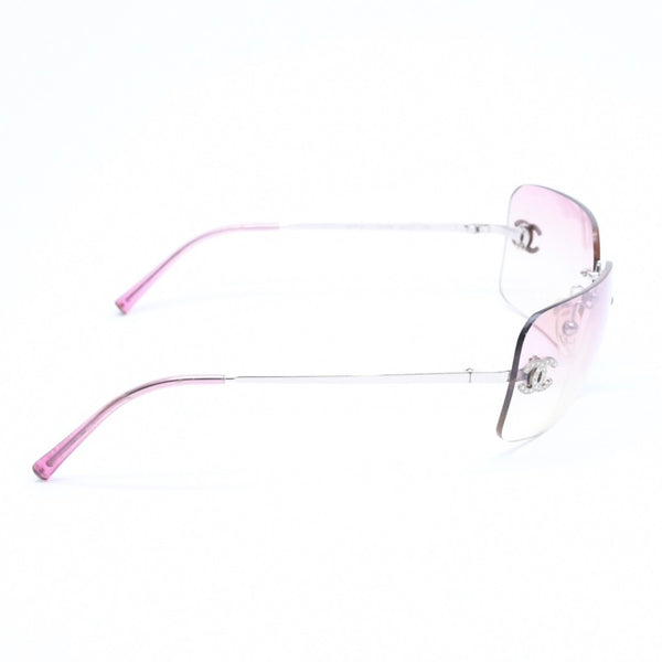 CHANEL シャネル リムレス サングラス ココマーク ラインストーン 4017-D サイズ62◻︎17 120 パープル シルバー金具 美品 中古 4a010060